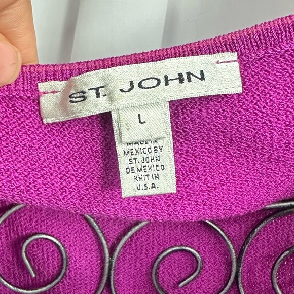 St John Magenta pink santana knit tank top size L - Picture 4 of 9